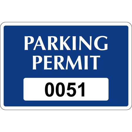 Lustre-Cal Vinyl Permanent Parking Permit Dark Blue 3in x 2in  Serialized 051-100, 50PK 253739PvWh1Bd0051